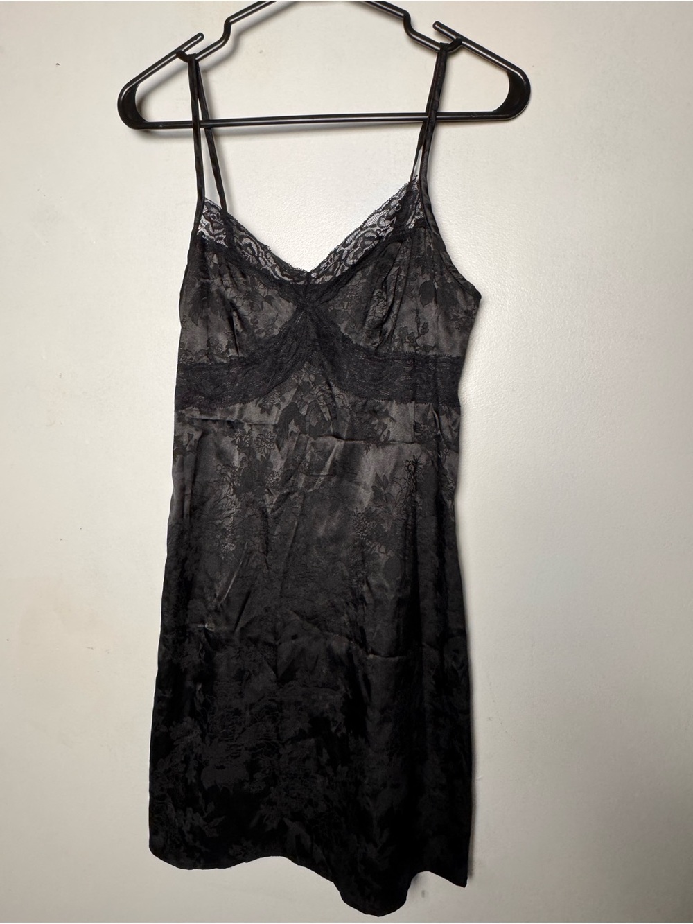 Black slip dress with floral design size-Small